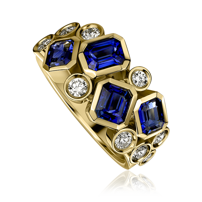 Crisscut New York Multi Shape Sapphire & Diamond Ring