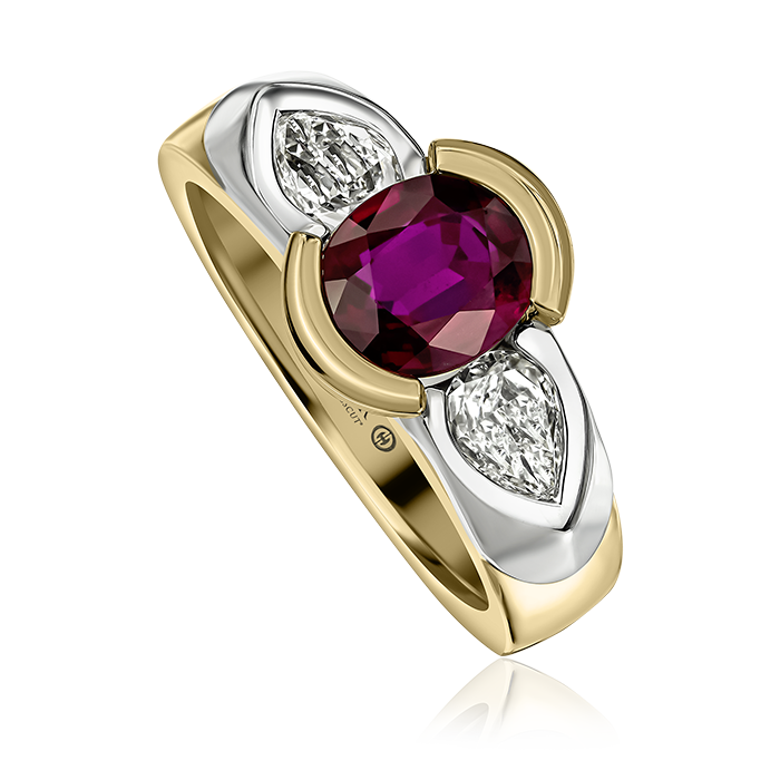Crisscut New York Ruby and L’Amour Crisscut® Pear-shape Diamond Ring