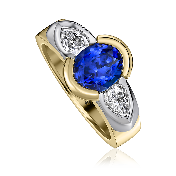 Crisscut New York Sapphire and L’Amour Crisscut® Pear-shape Diamond Ring