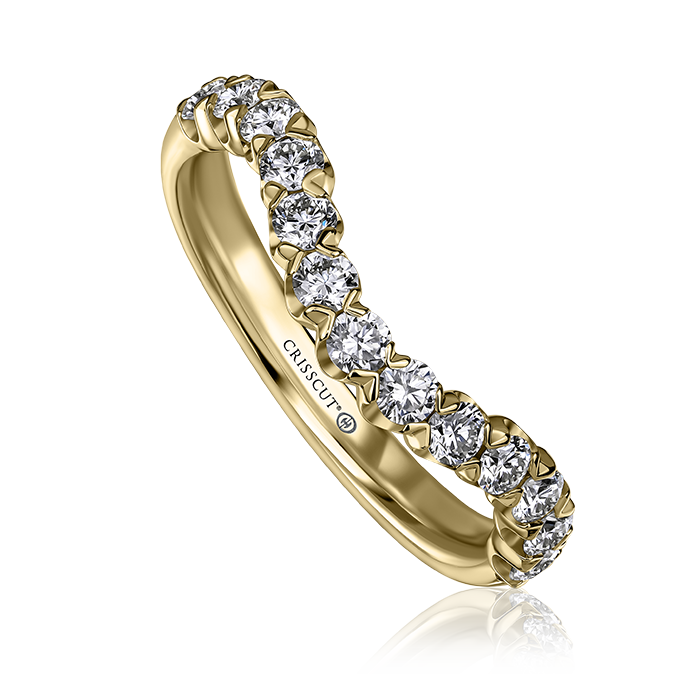 Crisscut New York Round Diamond Contour Band