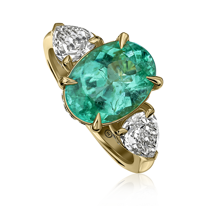 Crisscut New York Paraiba and Diamond Ring